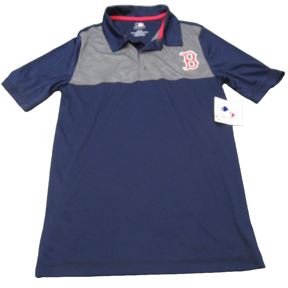 Boston Red Sox Polo Shirt Men Small MLB Blue Colorblock Short Sleeve Jersey NEW
